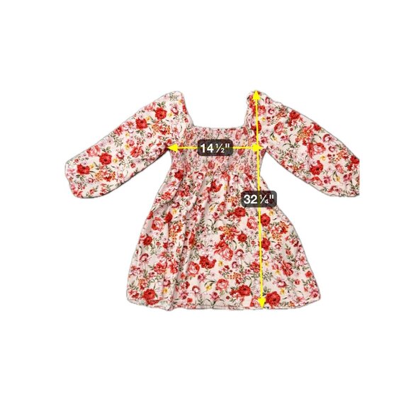 Old Navy Floral Print Long Sleeve Square Neck Smocked Mini Dress Sz S Babydoll - Picture 7 of 9